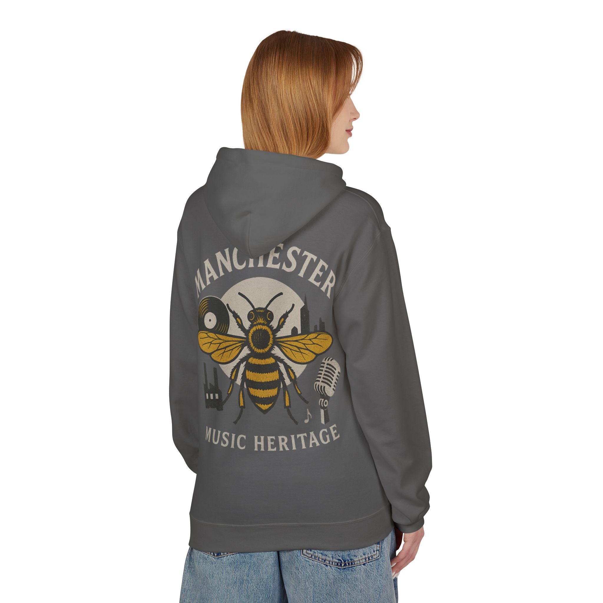 MNRCH.MCR™ Heritage Hoodie — Bee & Vinyl Edition